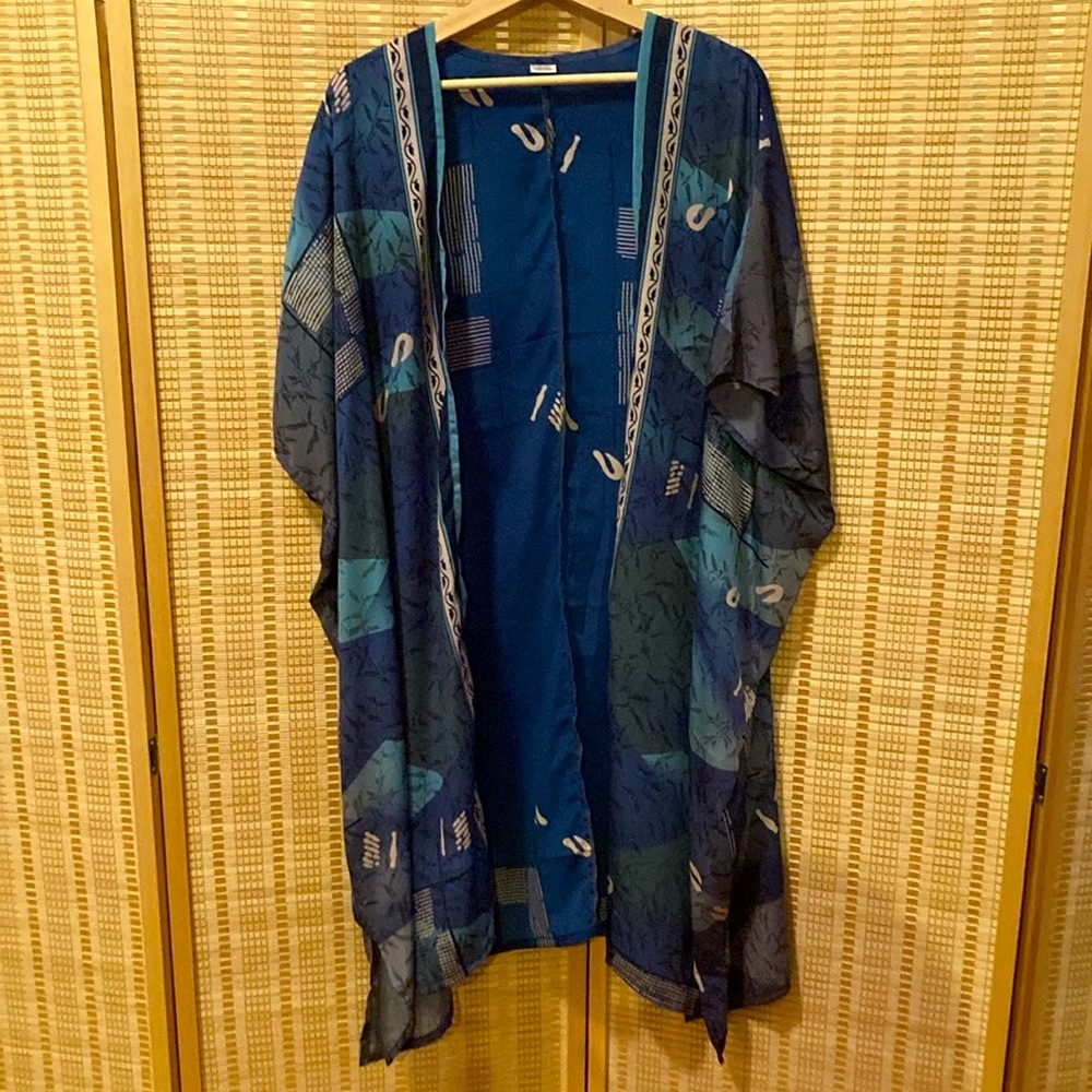 Blue Patterned Silk Kimono